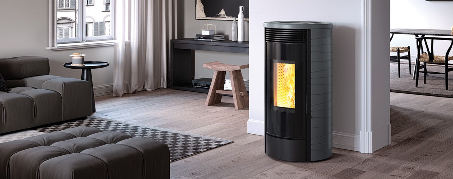 Włoskie piecyki na pellet i drewno Caminetti Montegrappa